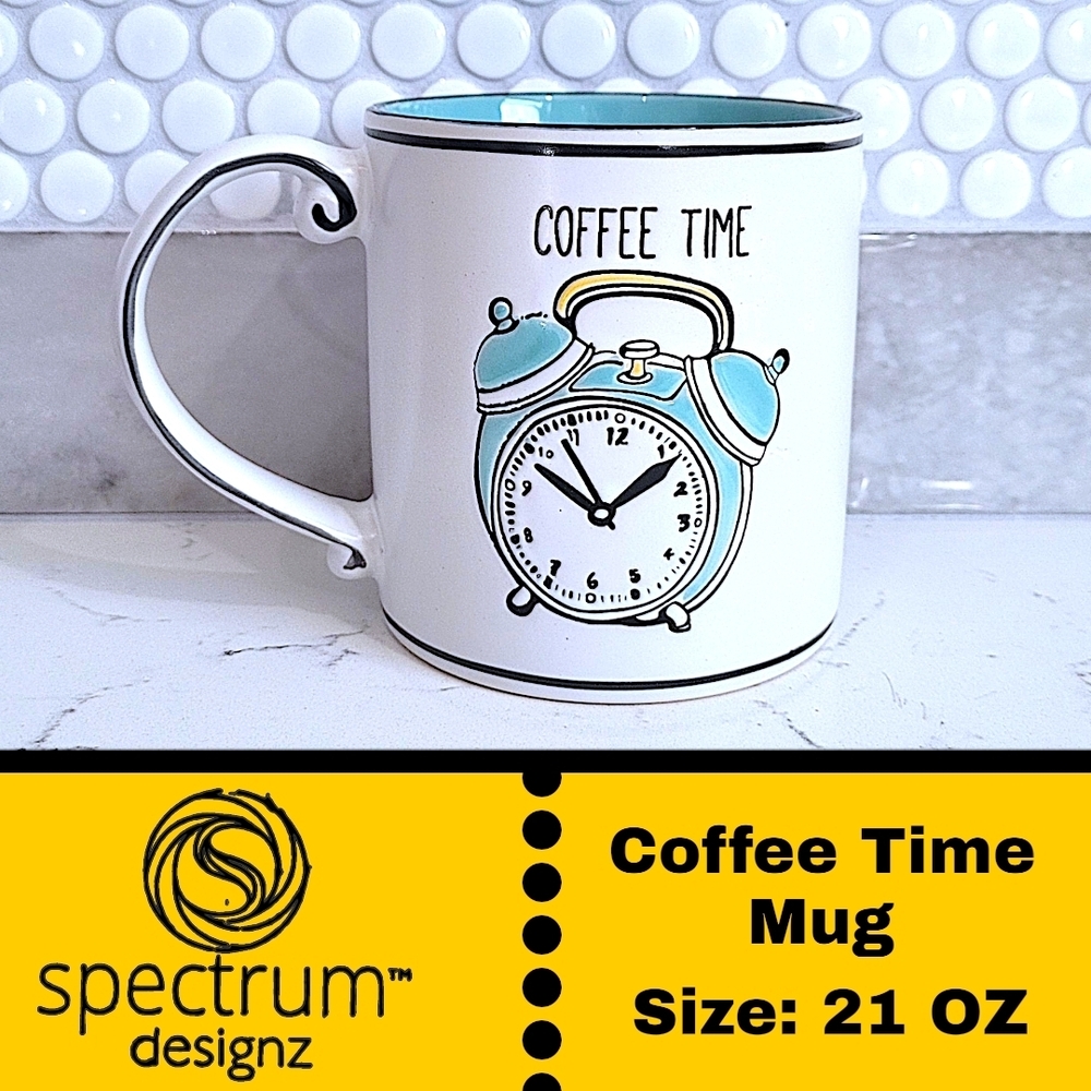Retro Icon Alarm Clock Mug - Coffee Time Clock BIG 21 oz